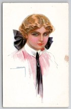 Lottie Usabol Glamour Blonde Girl Cherry Tease Bewitching Eyes A/S Postcard A45 - £12.02 GBP