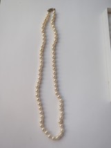 Vintage Marvella Simulated Faux Pearl Necklace Barrel Golden Cream Color 24 In - £15.17 GBP