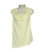 NWT Jones New York Asymmetrical Tank Top XS Yellow White Striped Draped ... - €12,56 EUR