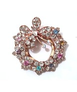 Rosy Gold Round Colored &amp; Clear White Rhinestone Scarf Clip Shoe clip B514 - £5.60 GBP+