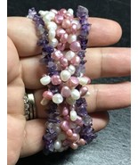 Multi Colors Pearls Amthyst Elastic 5 Strand  7” - €17,44 EUR