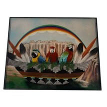 Blue Gold Macaw Native American Navajo Woven Basket Print Picture Framed 10x8 SW - £37.45 GBP