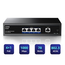 5 Port Gigabit Poe Switch, 4 Port Poe 78W, Gigabit Ethernet Unmanaged Network Sw - £58.20 GBP