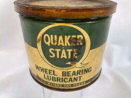 Vintage Quaker State Wheel Bearing Lubricant Can One Pound Gas Oil Adver... - $14.00