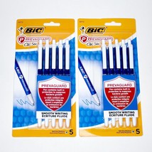 Bic Prevaguard Clic Stic Ballpoint Blue Ball Pen 5 Count Each 2 Pack - £7.55 GBP