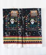 Halloween Sugar Skull Kitchen Dish Towels 15&quot; x 25&quot; Set of 2 ~ Day of th... - $178.85 MXN