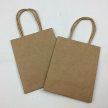 Brown Paper Gift Bag Present Wrapping Shopping Handles Set Of 2 4.5&quot;x5.5&quot; - $11.99