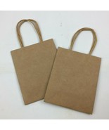 Brown Paper Gift Bag Present Wrapping Shopping Handles Set Of 2 4.5&quot;x5.5&quot; - £9.43 GBP