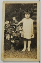 Rppc Sweet Little Girl Adorable Braided Hair Large Flower Basket Postcard O20 - £11.15 GBP