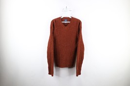 Vintage 90s Streetwear Womens Large Blank Ribbed Knit Fleece Sweater Copper - $59.35