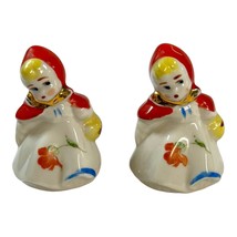 Vintage Hull Painted Red Riding Hood Salt &amp; Pepper Shakers 3.25&quot; Big Bad Wolf - £13.97 GBP