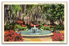 Spanish Moss and Fountain Bellingrath Gardens Mobile AL UNP Linen Postcard N25 - £1.54 GBP