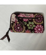 Vera Bradley Black Floral Zip-Around Wallet With Pink Interior - $12.21 CAD