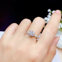 1.50Ct Cut Moissanite Solitaire Engagement Women&#39;s Ring 14K White Gold Plated - £96.48 GBP