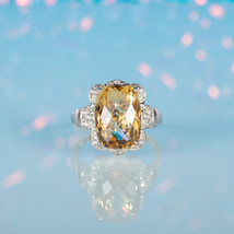 6.5Ct Check Cut Natural Citrine Ring - Yellow Gemstone 925Silver Engagement Ring - £101.60 GBP