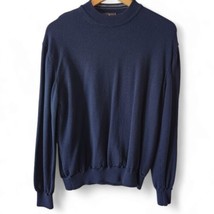Toscano ITALY 100% Merino Wool Mock Neck Sweater Mens Large L Navy Blue  - £19.52 GBP