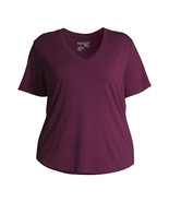 Terra &amp; Sky Womens Short Sleeve Ringer Solid T-Shirt Purple Oxford Plus ... - £19.65 GBP