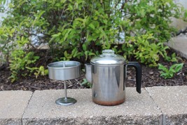 Vtg Revere Ware 1801 Double Ring Copper Bottom 4-6 Cup Stovetop Coffee Pot EUC! - £31.96 GBP