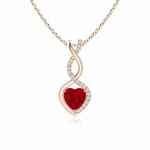 Authenticity Guarantee 
ANGARA 5MM Ruby Infinity Heart Pendant Necklace with ... - £689.94 GBP