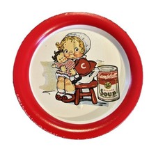 Vintage Campbells Soup Kids Advertising Tin Coaster 3 1/2&quot; Girl With Doll - £6.51 GBP