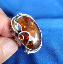VERY LARGE Authentic Designer Baltic Amber Hand made 925 Sterling Silver... - $265.05