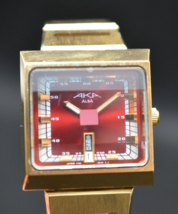 Seiko ALBA AKA 90s Rare Ruby Dial 3-Hand Square Cool Vintage Watch from ... - $142.45
