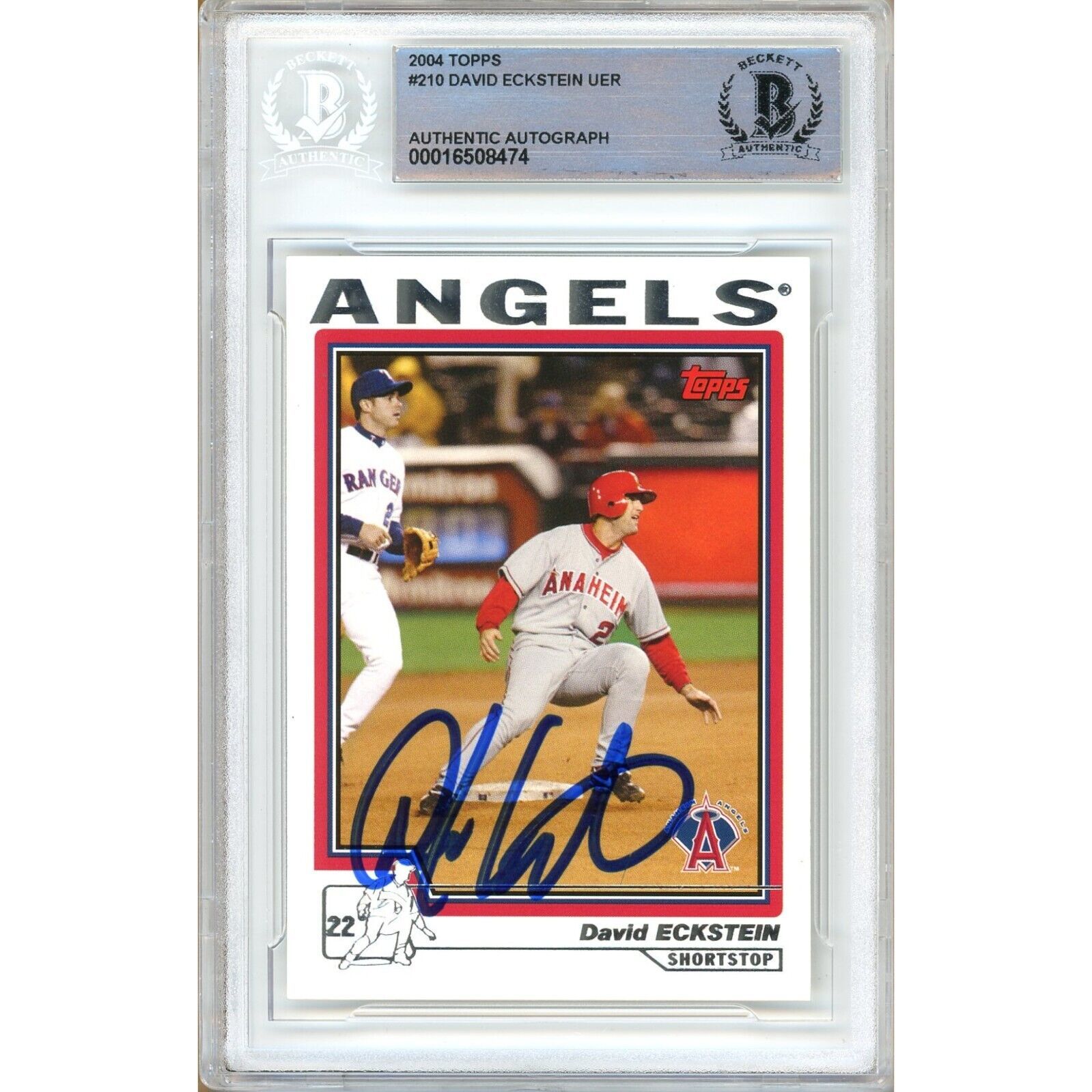 David Eckstein LA Angels Auto 2004 Topps Baseball #210 BAS Auth Autograph Slab - $99.99
