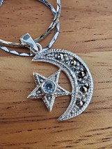 Islam Muslim Crescent  Moon Star Crescent Sterling Silver Pendant Necklace  - £58.66 GBP