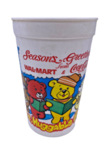 Vintage Wal Mart Cup Coca Cola Seasons Greetings Christmas Plastic 80s 90s - £7.62 GBP