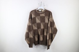 Vtg 90s Coogi Style Mens Medium Ed Bassmaster Diamond Wool Blend Knit Sweater - £46.63 GBP