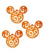 Mickey Head Swirl Design Christmas Ornaments Set Of 3 Orange Made In USA... - £9.58 GBP