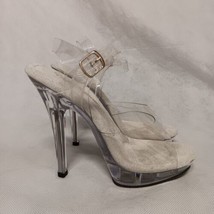 Pleaser Fabulicious 5&quot; Clear Stiletto Heels 7 Ankle Strap 1&quot; Platform Li... - £25.88 GBP