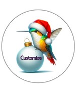 Personalized Hummingbird Santa Round Christmas Ornament New - $8.00