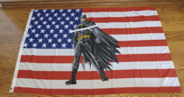 Batman Fabric Flag With American Stars And Strips Flag As Background 34 1/2 X 53 - £14.05 GBP