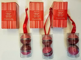 Avon Lip Gloss LOT of 3 boxes of 2 Cool Shade Pots in Christmas Ornament... - £7.09 GBP