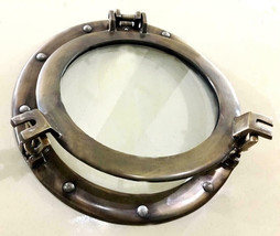 Christmas 17 Inch Mirror Porthole Antique Brass Finish Large Nautical Cabin Wall - £60.12 GBP