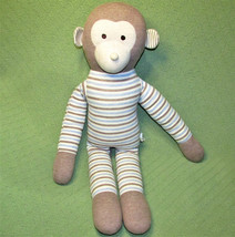 29&quot; Hanz Monkey Plush Chimp Baby&#39;s 1st Soft Toys Striped Ape Tan Blue Ivory Toy - £25.17 GBP