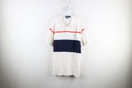 Vintage 90s Ralph Lauren Mens XL Striped Color Block Collared Polo Shirt Cotton - £31.54 GBP