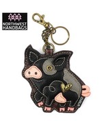 SPOTTED BLACK PIG KEY FOB COIN PURSE KEYCHAIN CHALA - $339.09 MXN