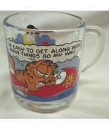 VINTAGE 1980 GARFIELD &amp; ODIE CANOEING 3&quot; Collector&#39;s GLASS MUG CUP - $22.39 CAD