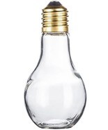 Large LIGHT BULB shape 7&quot; tall CLEAR GLASS BOTTLE Jar + Screw on Top Cap... - £17.92 GBP