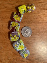 Handmade yellow and pink and purple lampwork glass beads - New - £17.02 GBP