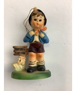 Vintage German boy Hiking made in Hong Kong Plastic ornament 3 1/2&quot; - $16.60