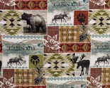 Cotton Cabin Life Patch Northwoods  Bears Moose Fabric Print by the Yard... - £12.55 GBP