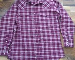 ELY CATTLEMAN PEARL SNAP TEXTURED Red Plaid WESTERN SHIRT 16 1/2 x 34 large - $26.88