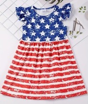 NEW Boutique 4th of July Stars Stripes US Flag Girls Sleeveless Dress - £5.98 GBP