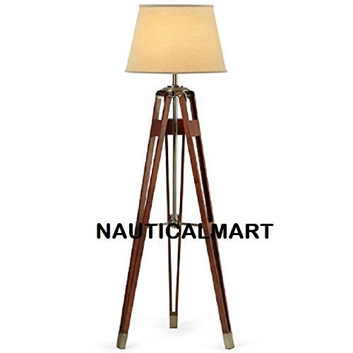 Nauticalmart Brass Finish Tripod Floor Lamp Stand With Shade