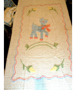 Vintage Baby Crib Chenille Bedspread Pastel on White 41 X 62 Deer  - $40.51 CAD