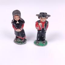 ✅ Vintage Lot 2 Amish Man Woman Couple Hat Bonnet Cast Iron Toy Layout - £14.99 GBP