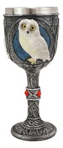 Ebros Dazed Snow White Owl With Celtic Tribal Tattoo Wine Goblet Chalice 7.25&quot;H - £19.60 GBP